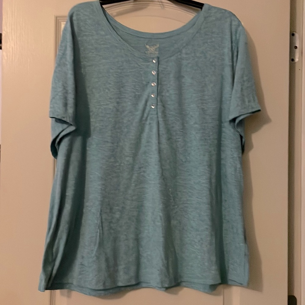 Faded Glory Light Greenish blue Blouse sz 3X